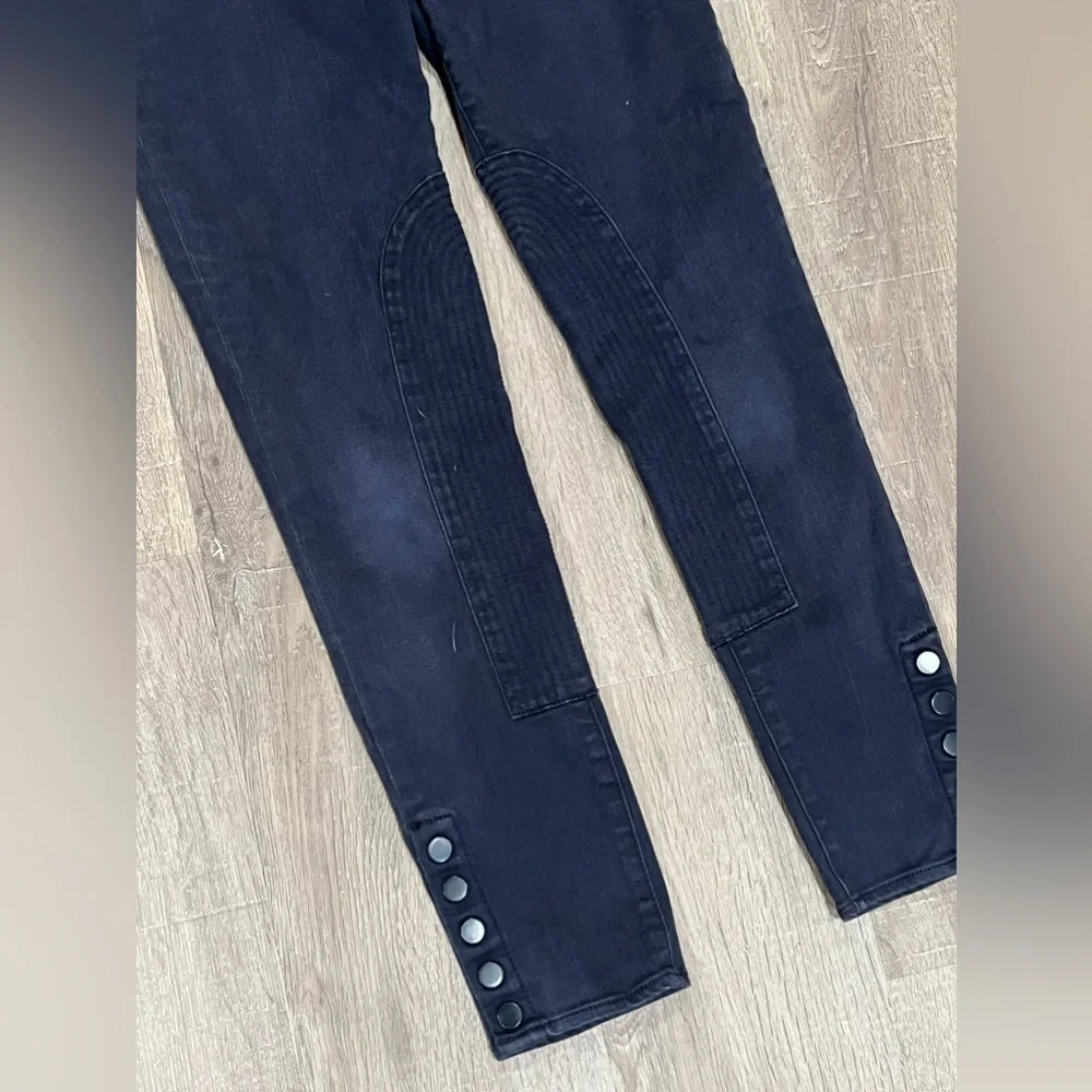 Tory Burch Size 25 Navy Stretch Front Pocket Size Zip Ankle Button Pants Chino
